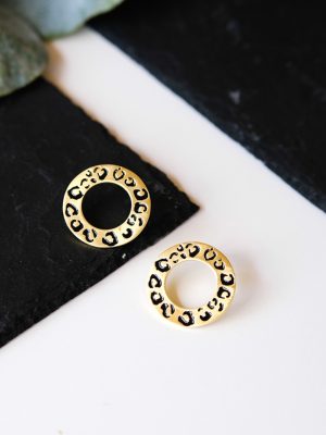 Big circle leopard earrings