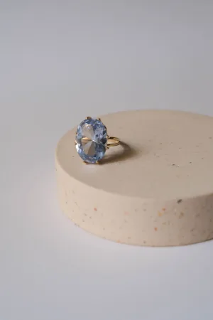 Anillo oro 9 k aguamarina ovalada