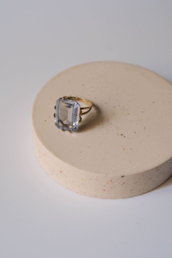 Anell or 9 k aiguamarina rectangular - Imatge 4